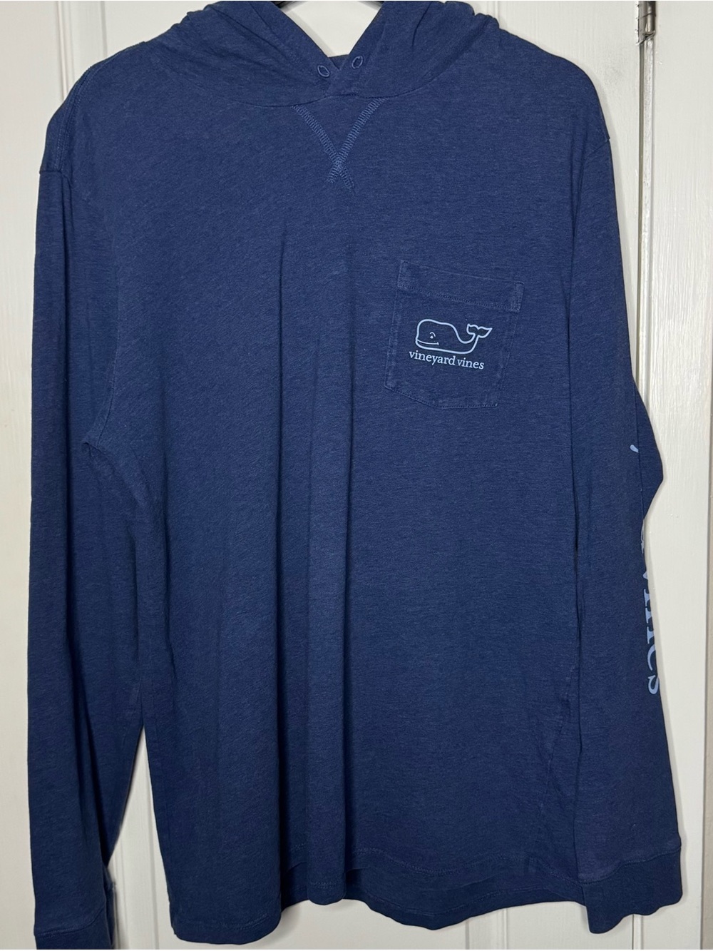 Vineyard Vines Men's Navy Pocket Hoodie with Whale Logo